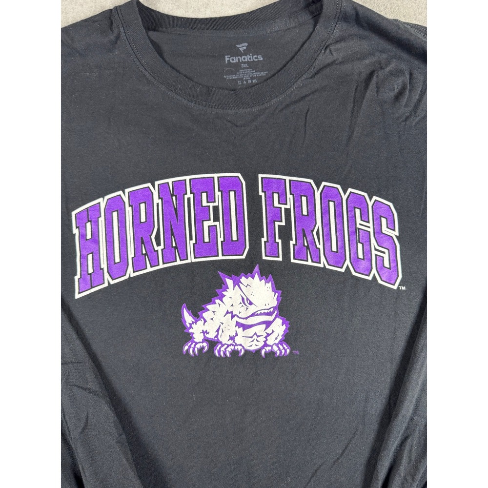 Fanatics TCU Horned Frogs T-Shirt Men 3XL Black Long Sleeve Graphic NCAA Tee - Picture 3 of 7